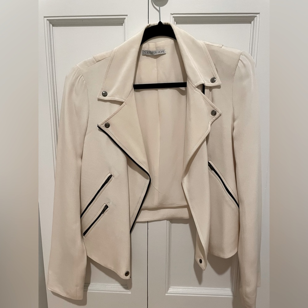 Jennifer Hope, white silk jacket, size x small